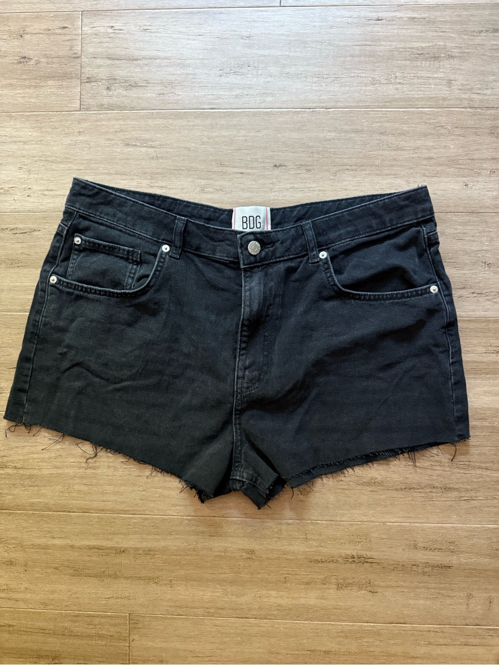BDG Black Denim Raw-Hem Shorts